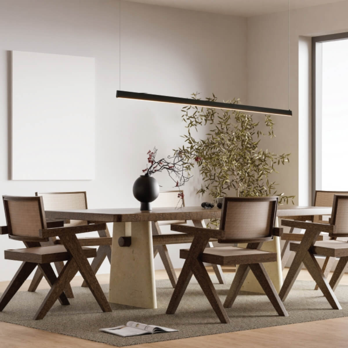 LED linijinis pakabinamas šviestuvas 152 cm – juodas, TRIAC