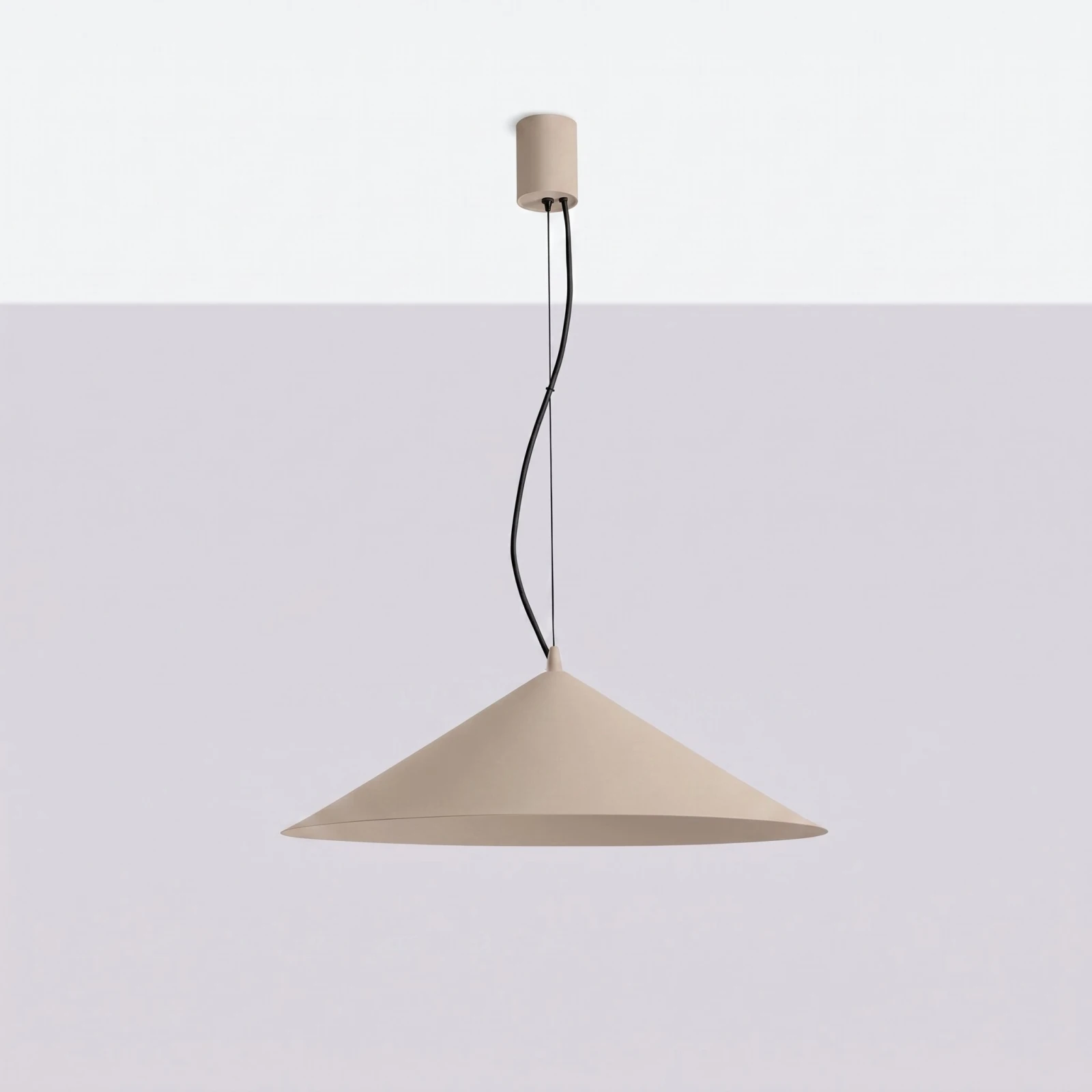 Pendant lamp 50 cm – cone shape, taupe, warm LED