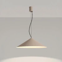 Pendant lamp 50 cm – cone shape, taupe, warm LED - Image 4