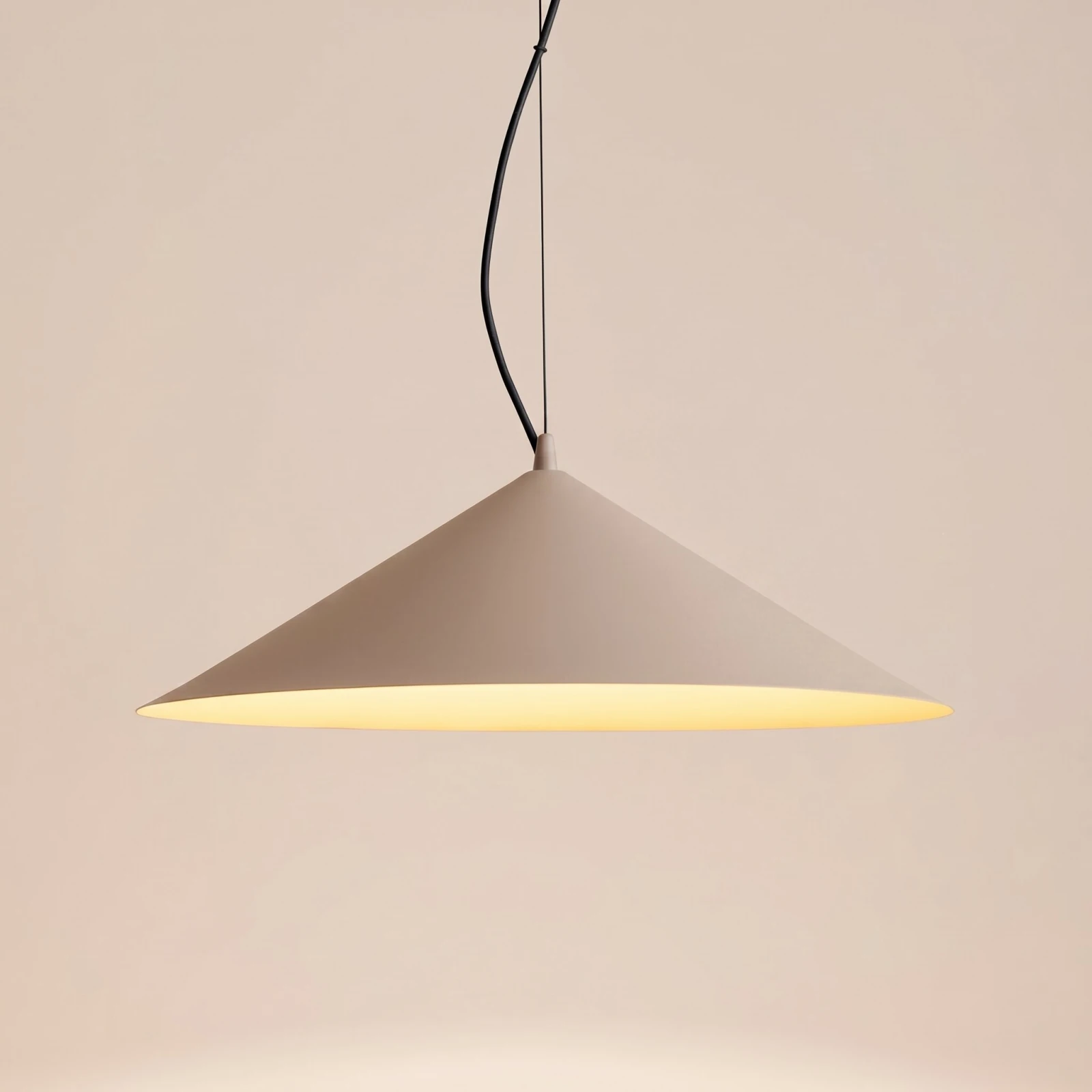 Pendant lamp 50 cm – cone shape, taupe, warm LED