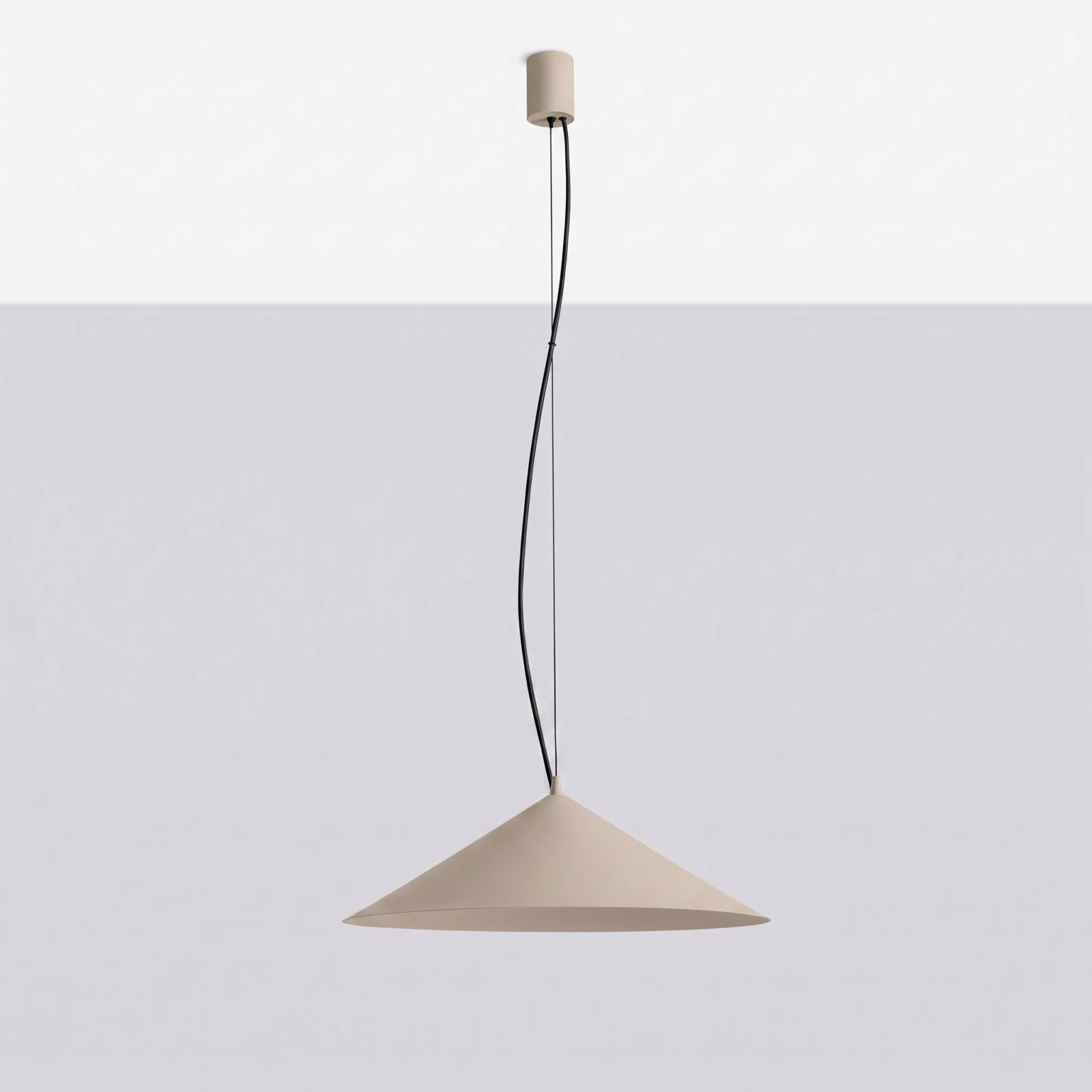 Pendant lamp 50 cm – cone shape, taupe, warm LED