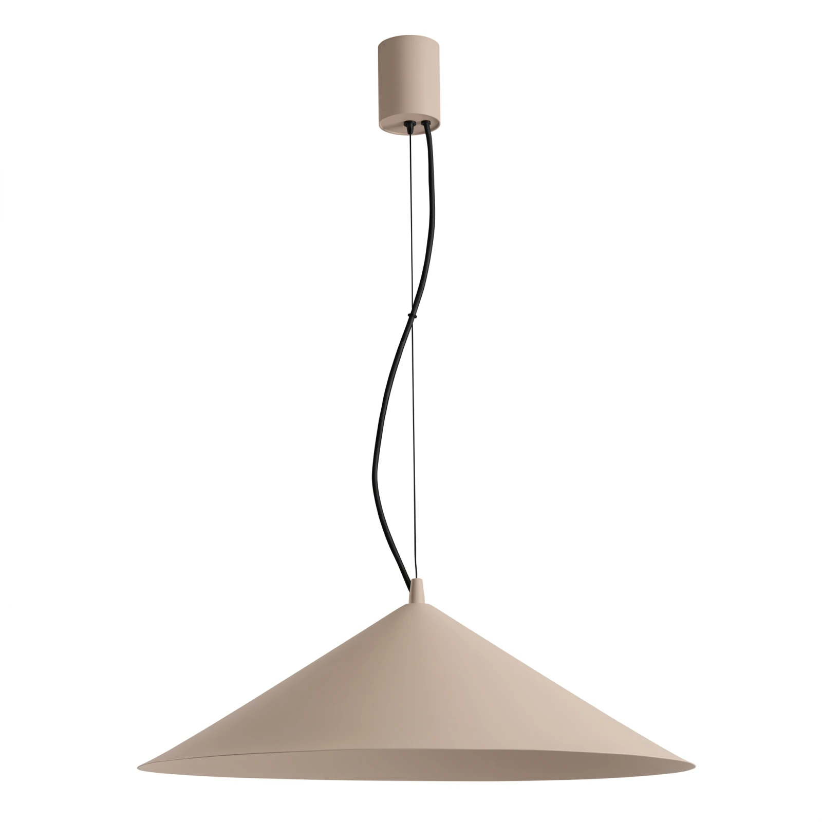 Pendant lamp 50 cm – cone shape, taupe, warm LED