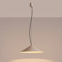 Pendant lamp 50 cm – cone shape, taupe, warm LED - Image 1