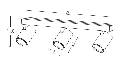 Matt Black Surface 3-Spot Ceiling Light