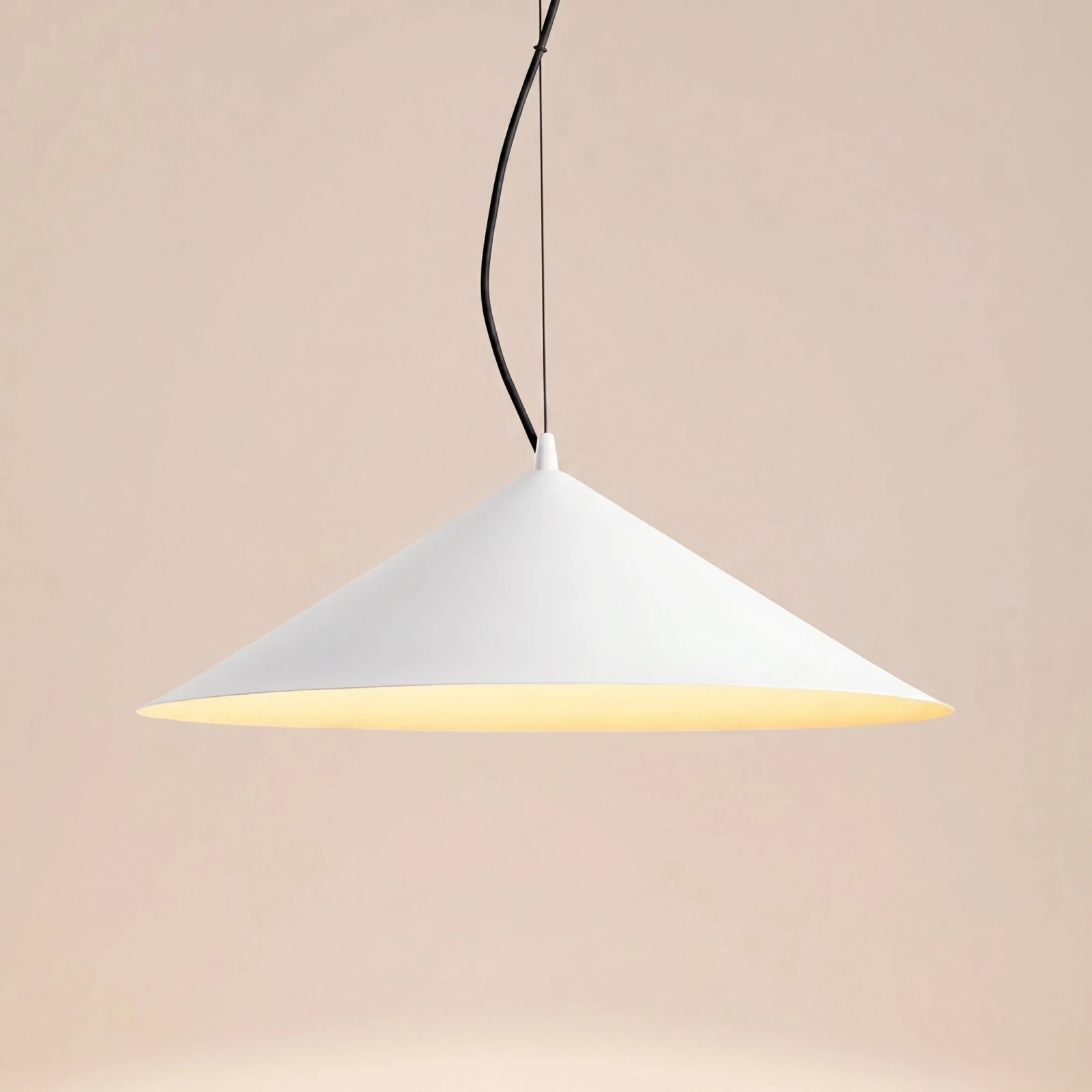 Pakabinamas šviestuvas 50 cm – kūginis, baltas, TRIAC pritemdomas