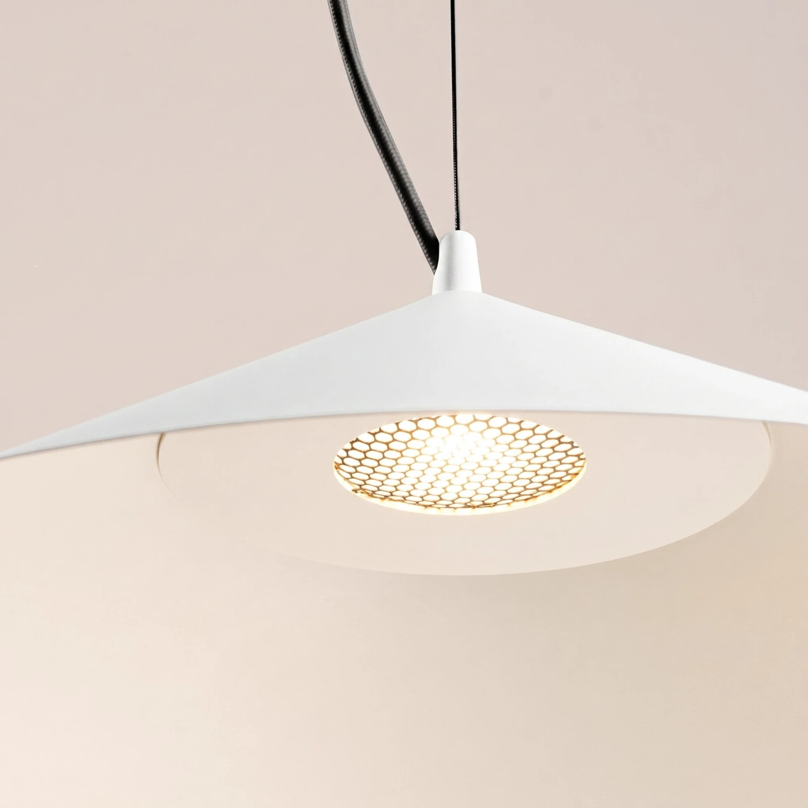 Pakabinamas šviestuvas 50 cm – kūginis, baltas, TRIAC pritemdomas