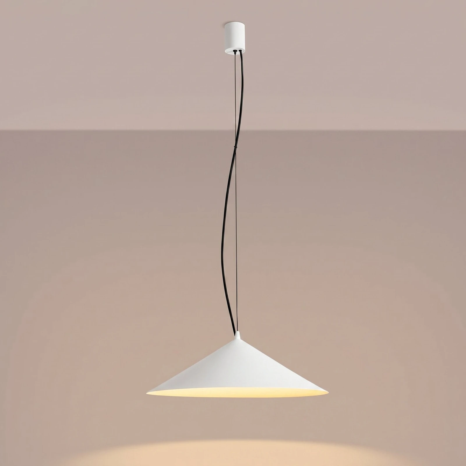 Pakabinamas šviestuvas 50 cm – kūginis, baltas, TRIAC pritemdomas