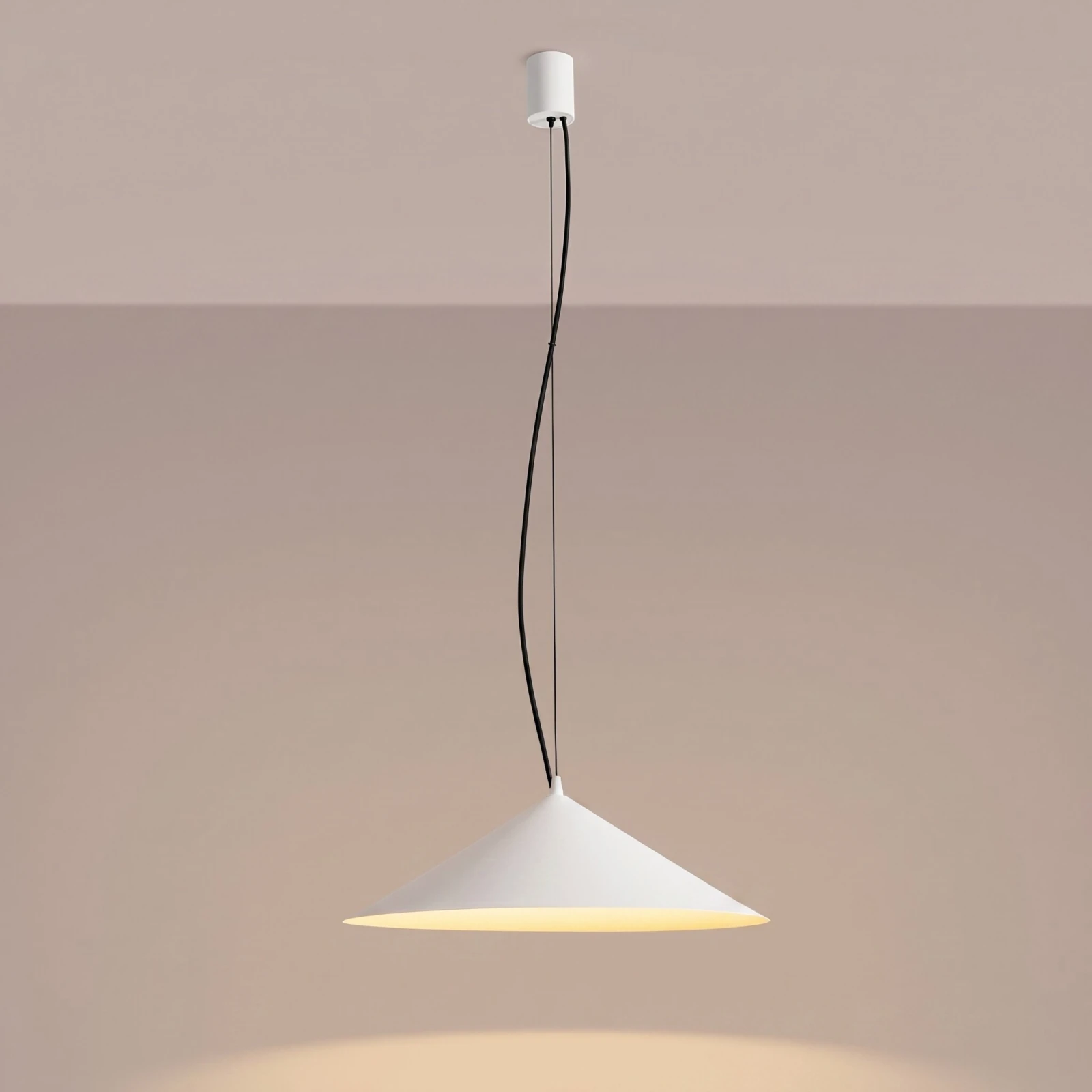 Pakabinamas šviestuvas 50 cm – kūginis, baltas, TRIAC pritemdomas