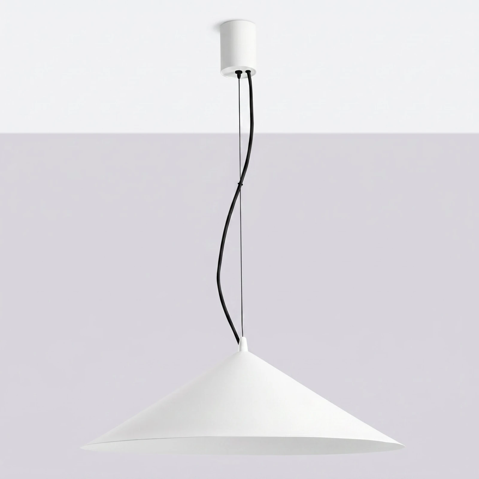 Pakabinamas šviestuvas 50 cm – kūgio formos, baltas, LED 4000K