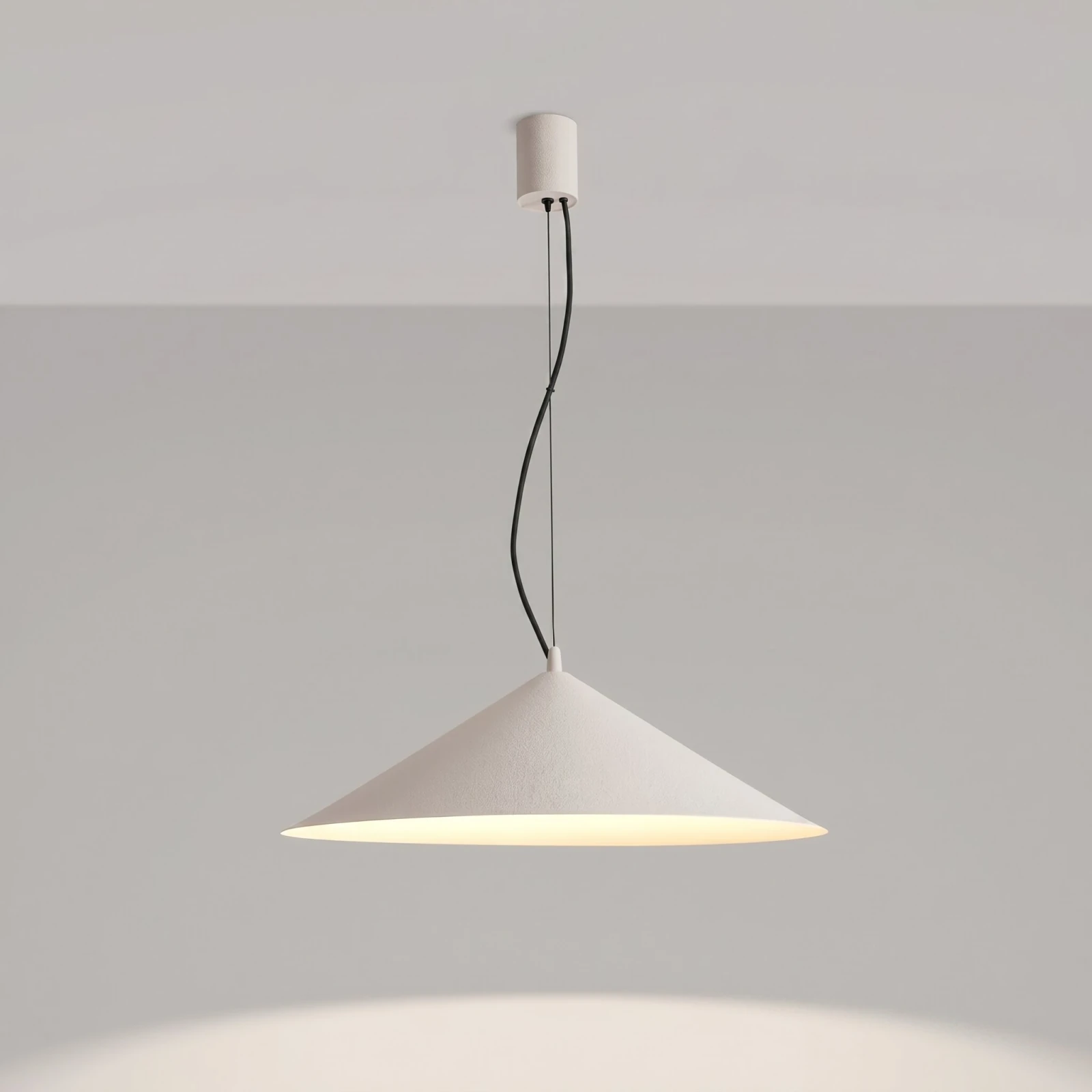 Pakabinamas šviestuvas 50 cm – kūgio formos, baltas, LED 4000K