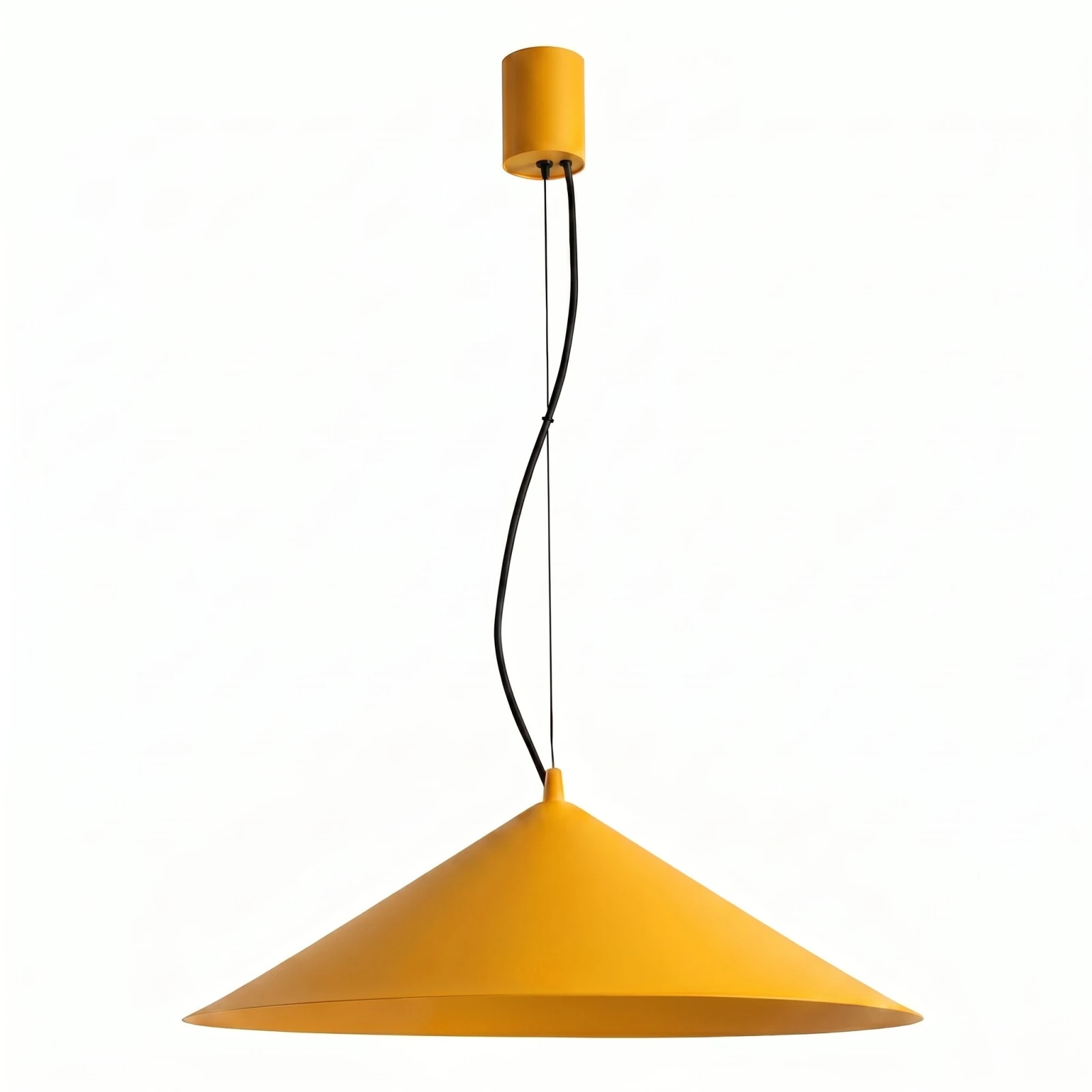 Pakabinamas šviestuvas 50 cm – kūgio formos, geltonas, LED 3000K