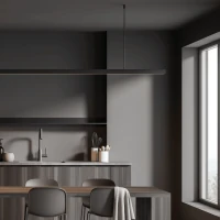 Linear LED Pendant Light 114cm, Matt Black - Image 2