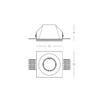 Įleidžiamas Kvadratinis Gipsinis Šviestuvas be Apvado GU10 35W Baltas - Nuotrauka 2