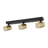 3-Spot Surface Ceiling Light, Black Matt / Brushed Brass, GU10 35W - Image 1