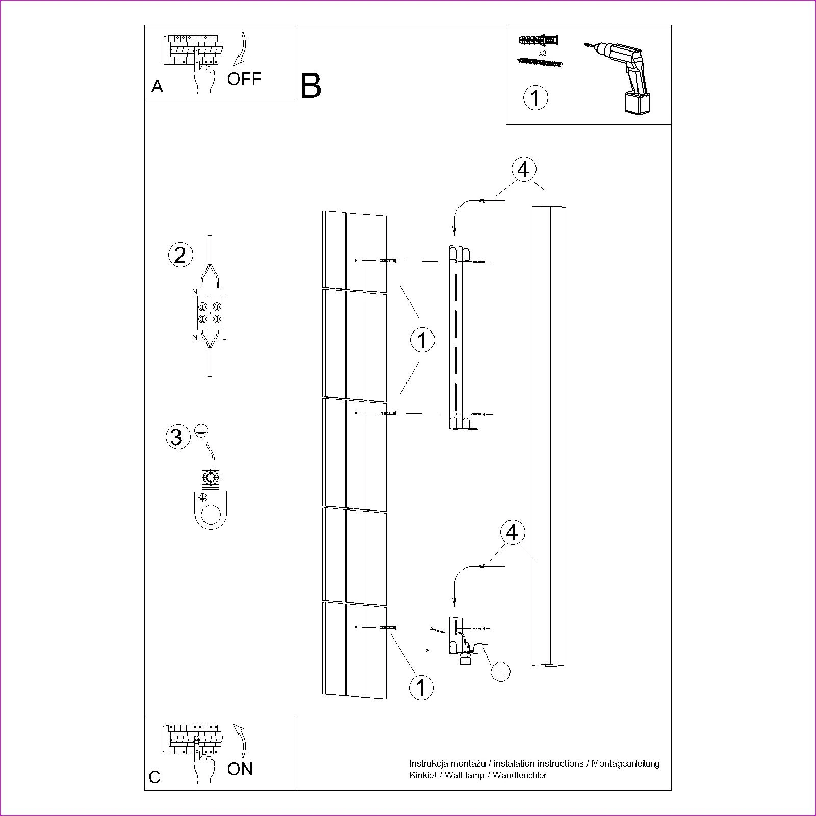 Wall lamp 150 cm – linear, red ochre, GU10