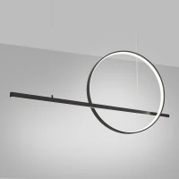 Pendant LED lamp 120 cm – line with ring, black, CRI98 - Image 4