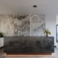 Pendant LED lamp 120 cm – line with ring, black, CRI98 - Image 14