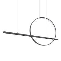 Pendant LED lamp 120 cm – line with ring, black, CRI98 - Image 2