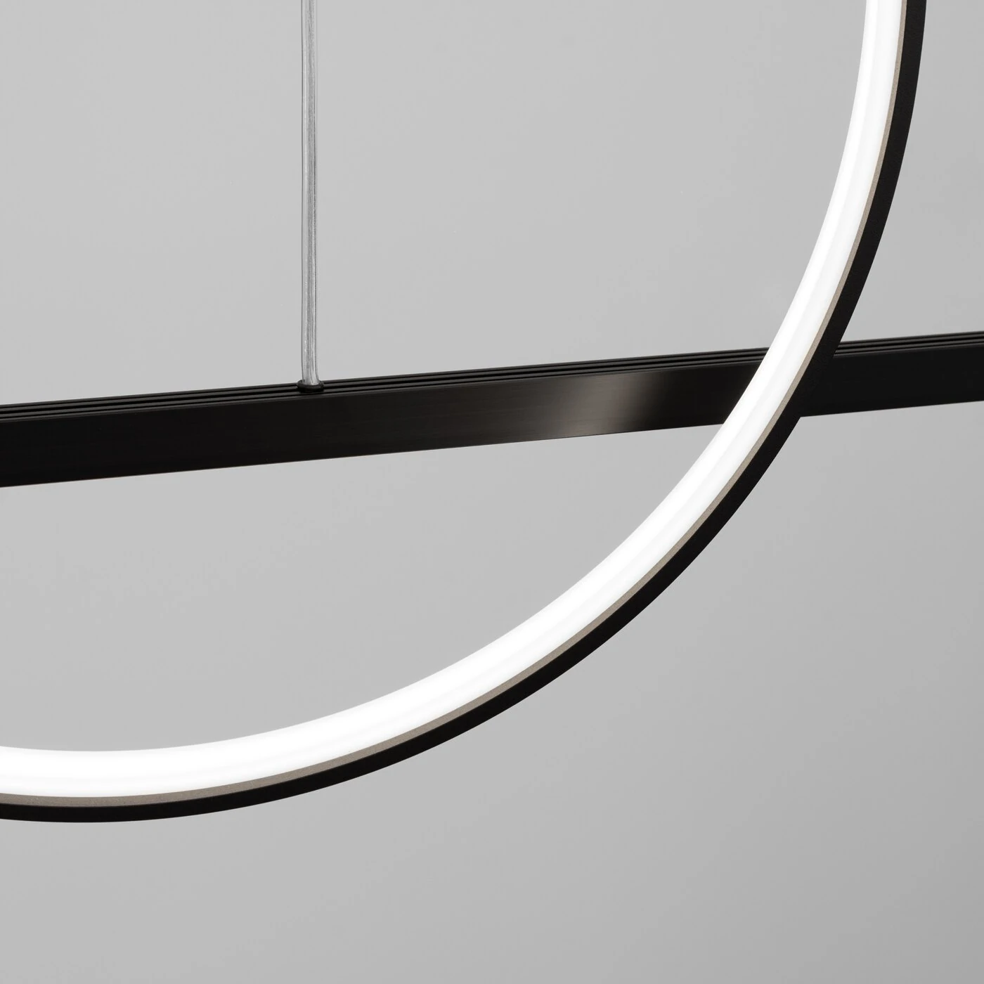 Pendant LED lamp 120 cm – line with ring, black, CRI98