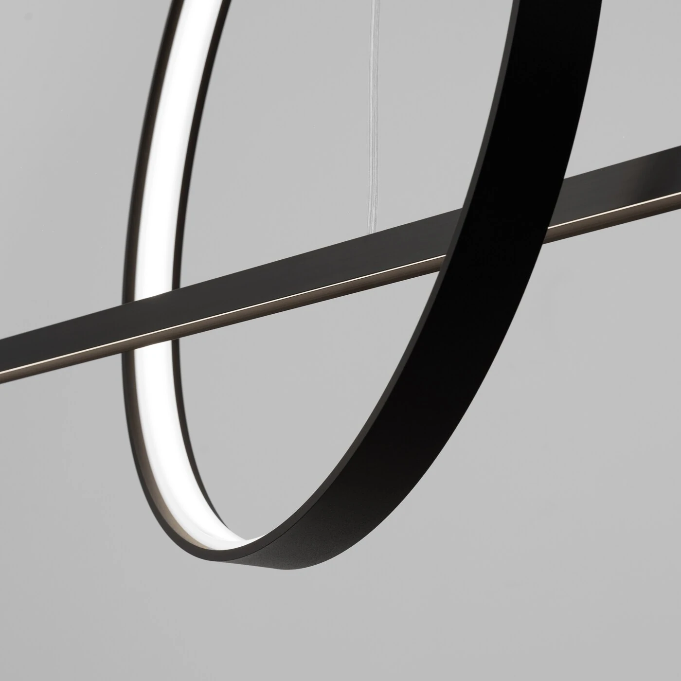 Pendant LED lamp 120 cm – line with ring, black, CRI98