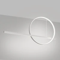 Pakabinamas LED šviestuvas 120 cm – linija su žiedu, baltas, CRI98 - Nuotrauka 3