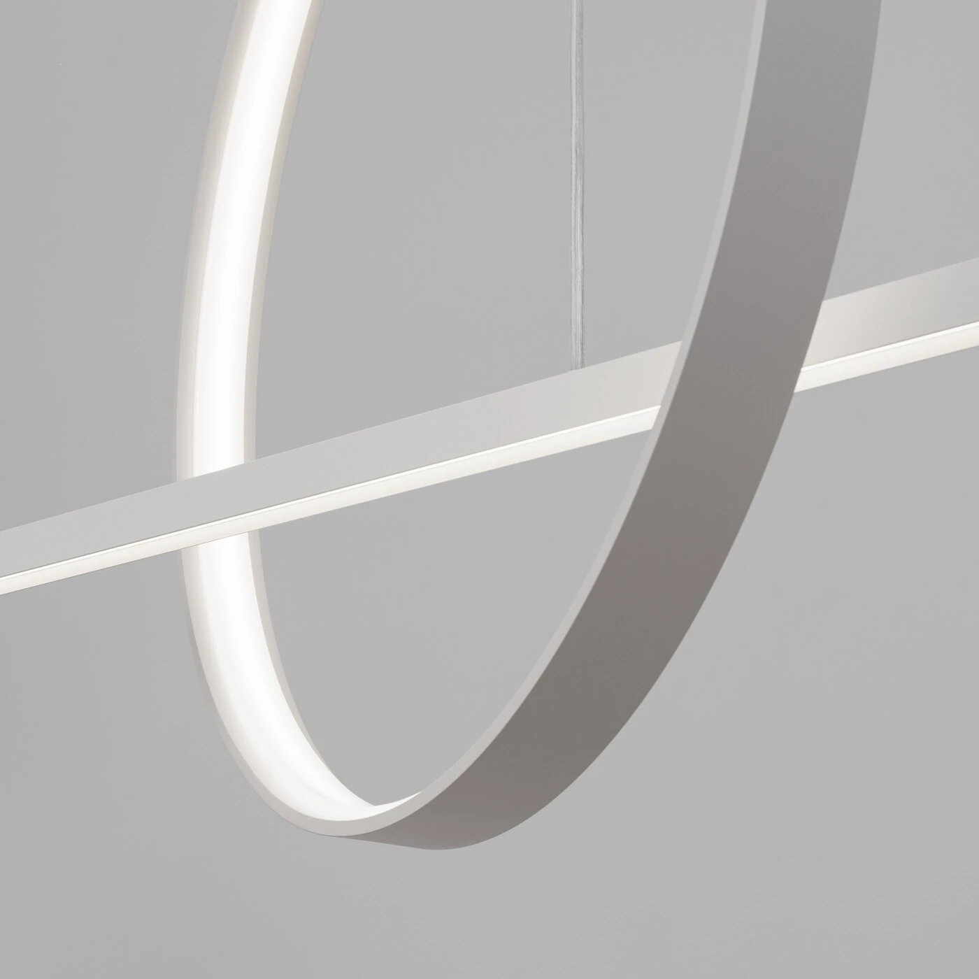 Pakabinamas LED šviestuvas 120 cm – linija su žiedu, baltas, CRI98