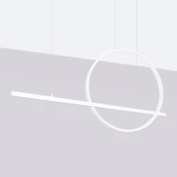 Pakabinamas LED šviestuvas 120 cm – linija su žiedu, baltas, CRI98 - Nuotrauka 1