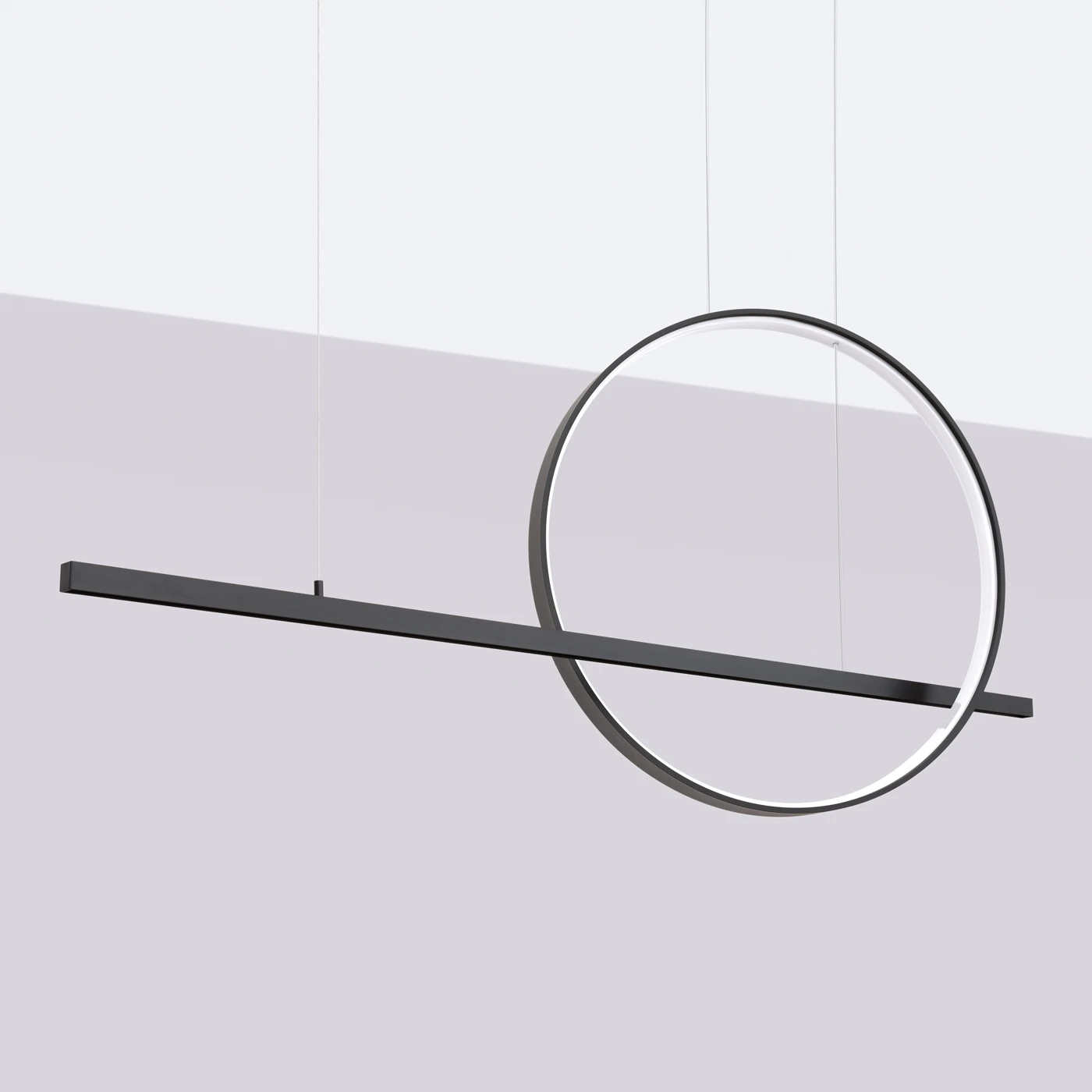 Pendant lamp 46W – ring with line, black, CRI93