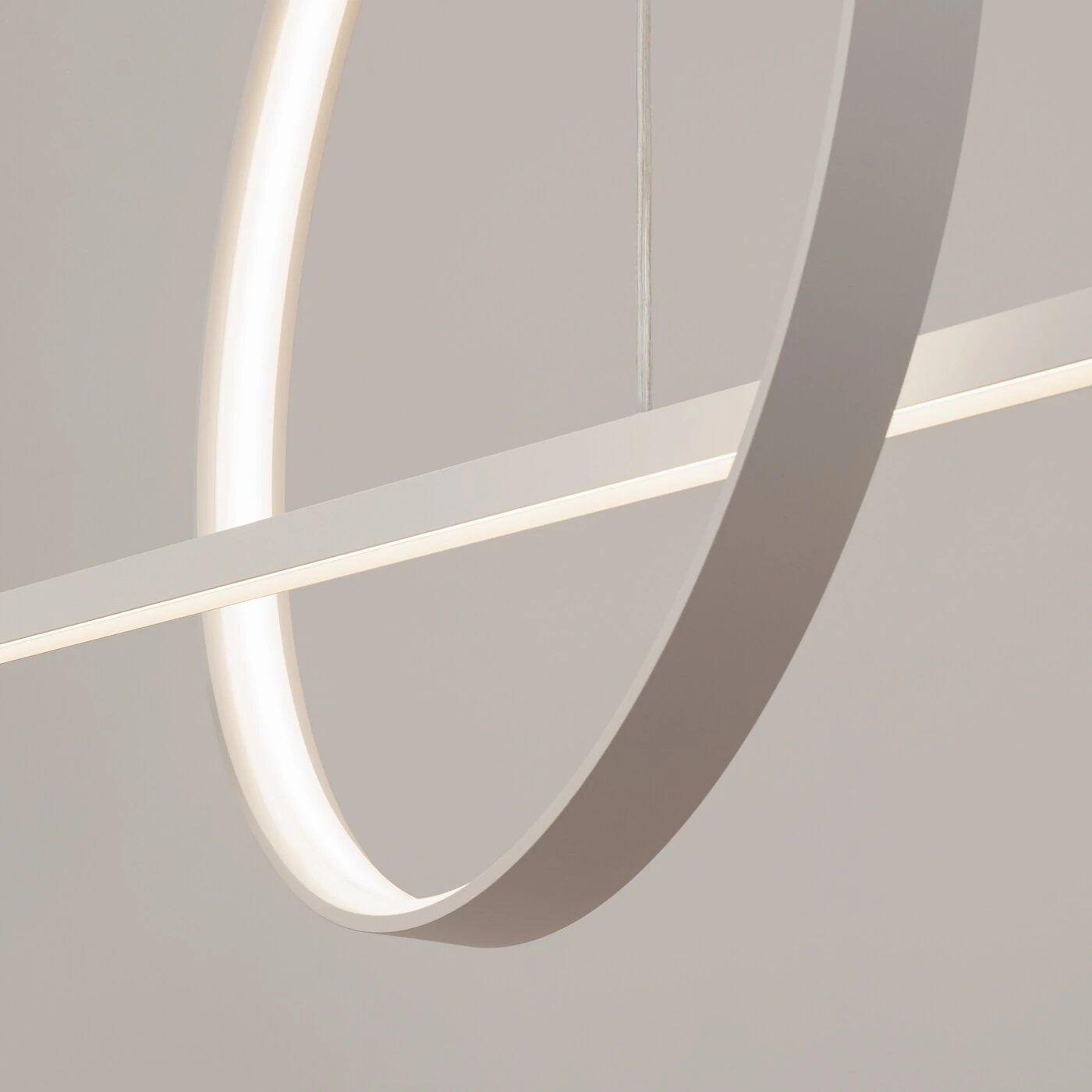 Pendant light 120 cm – ring and line, white, LED 46W