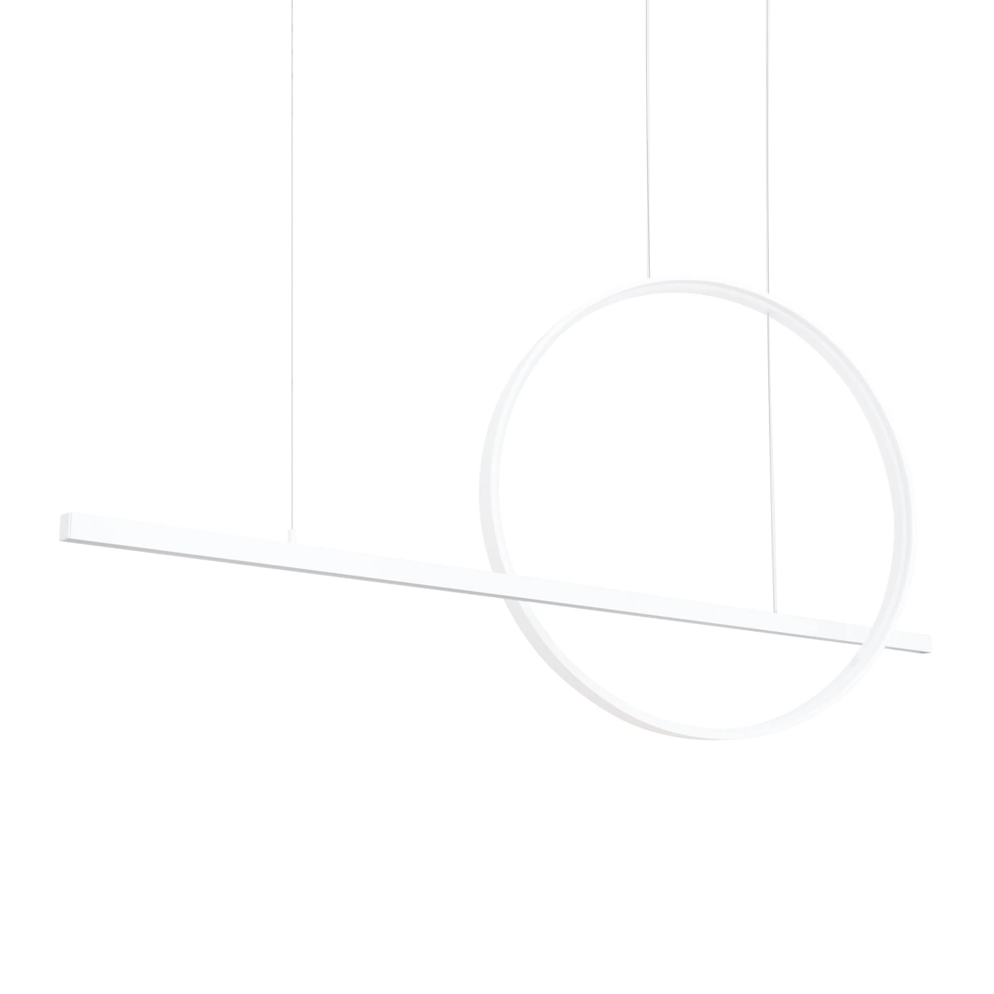 Pendant light 120 cm – ring and line, white, LED 46W