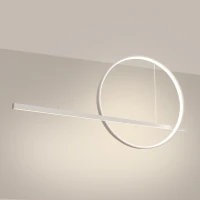Pendant light 120 cm – ring and line, white, LED 46W - Image 1