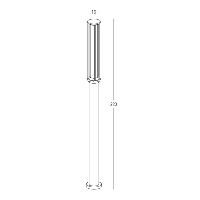 Outdoor LED Lamp Post 2.2m, 17W 3000K, Graphite IP65
