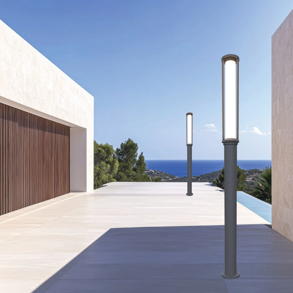 Outdoor LED Lamp Post 2.2m, 17W 3000K, Graphite IP65
