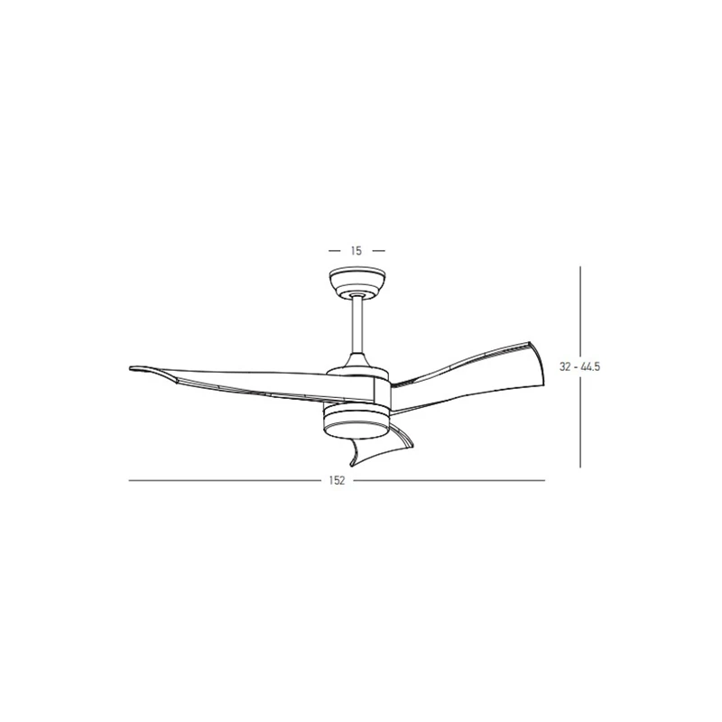 Ceiling Fan with Light, White Matt, Ø152cm
