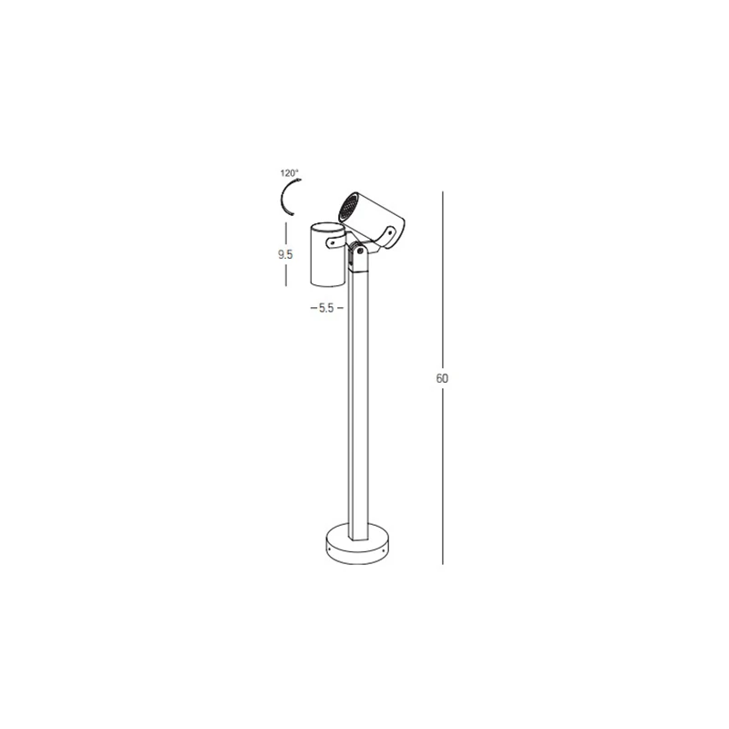 Adjustable Graphite Outdoor Bollard Light IP54