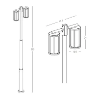 2.2m Outdoor Post Light with Dual E27 Heads, IP65 Black - Image 4