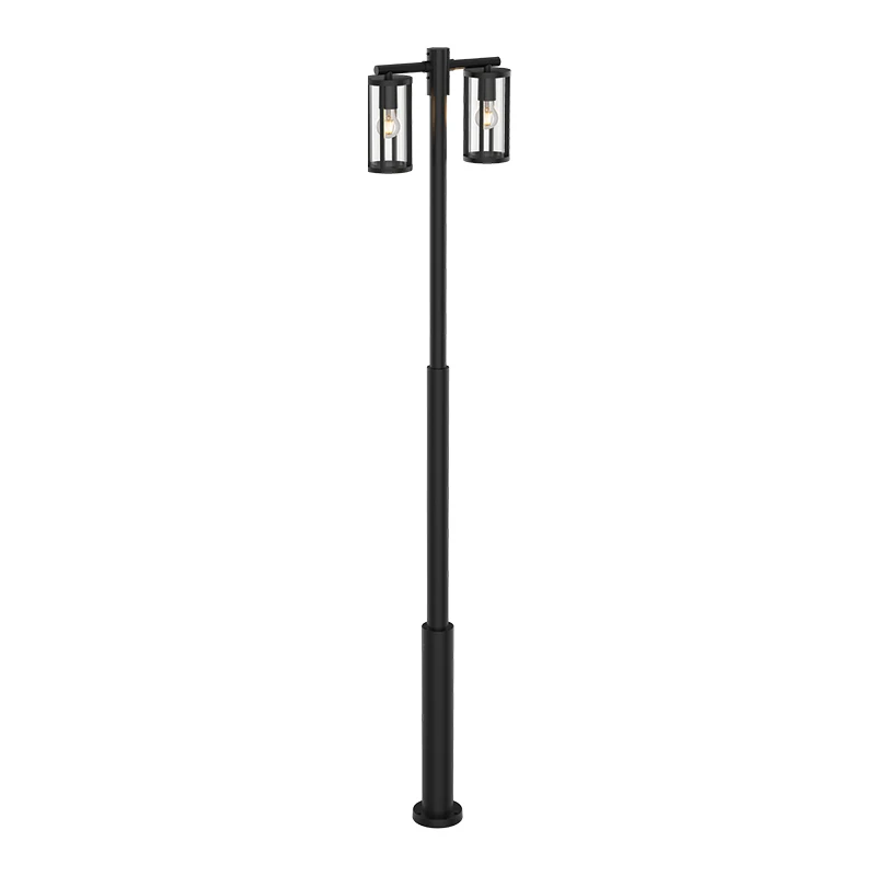 2.2m Outdoor Post Light with Dual E27 Heads, IP65 Black