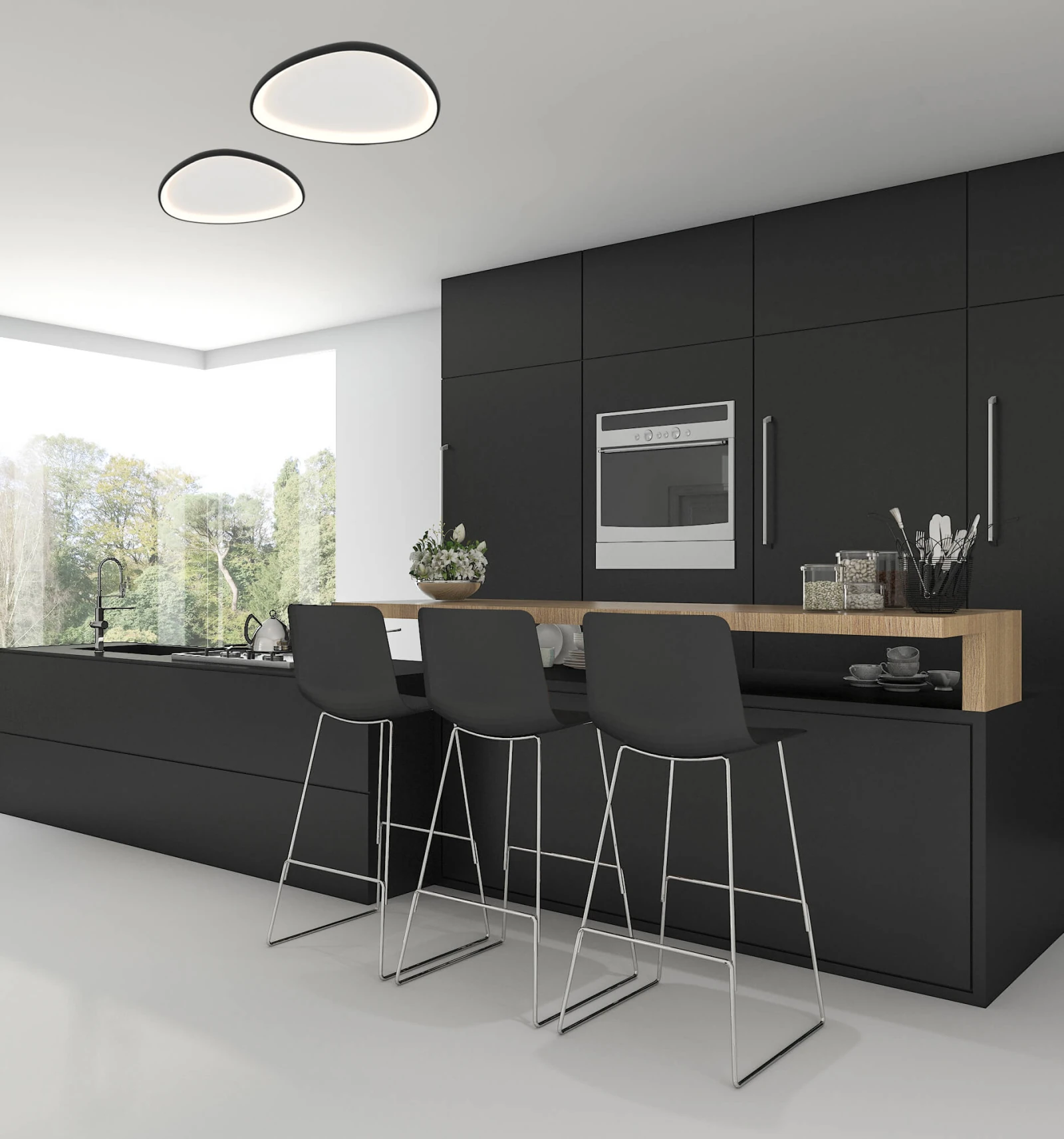 Organic Matt Black LED Ceiling Light