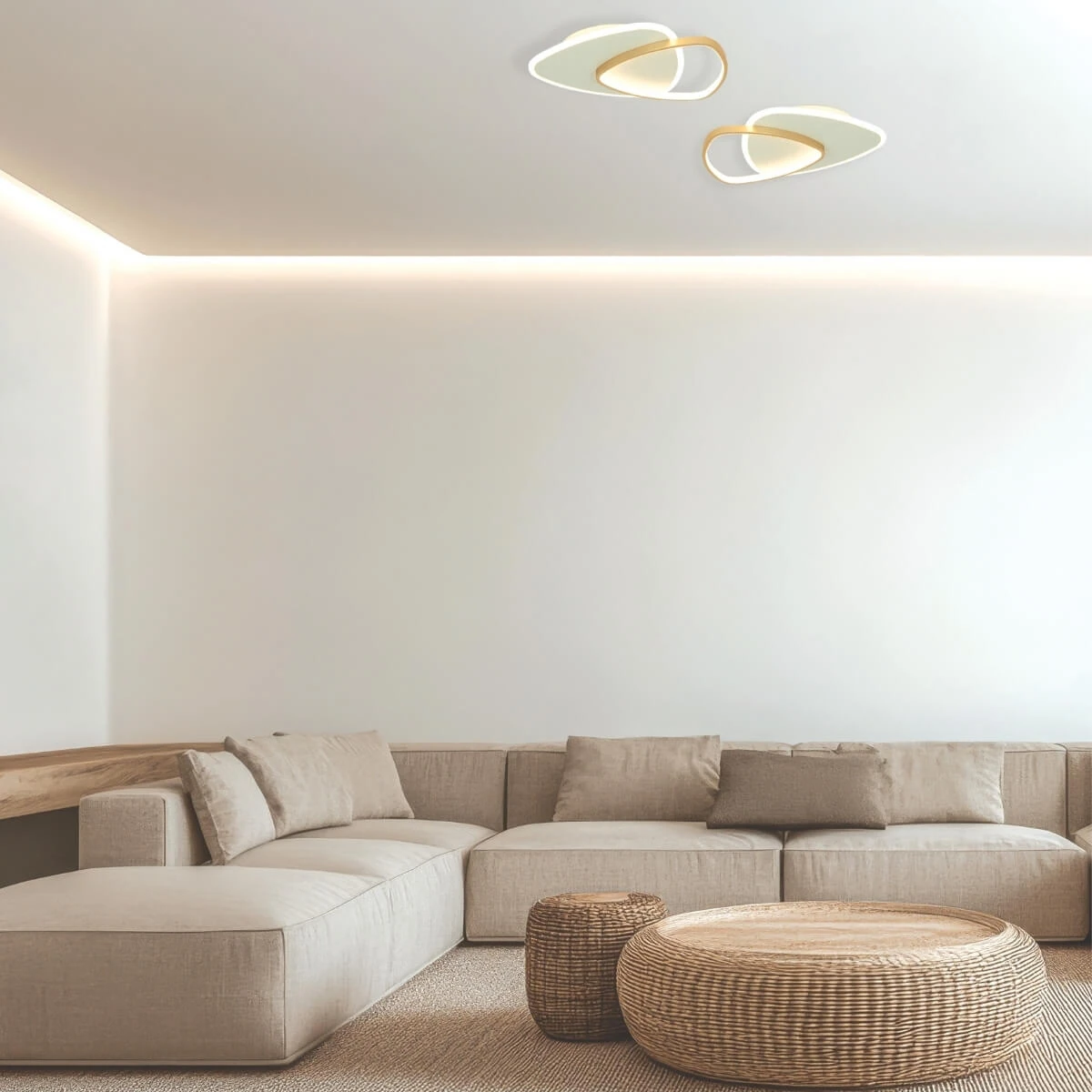 Abstraktus persidengiantis LED lubinis šviestuvas 36W 3000K aukso-baltas matinis