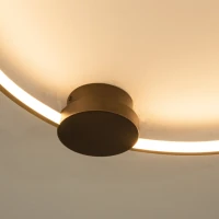 Pritemdomas LED Lubinis Šviestuvas su Aukso Matiniu Žiedu ir Juodu Pagrindu - Nuotrauka 4