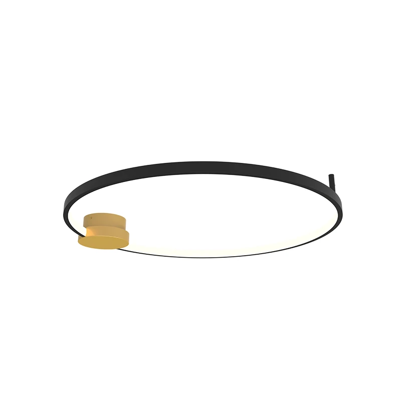 LED Ceiling Light, Black Ring & Gold Base, 24W 3000K Matt