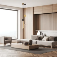 Modernus LED pakabinamas šviestuvas, matinės juodos ir aukso spalvos - Nuotrauka 3