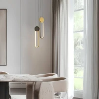 LED Pendant Light Gold & Black Matt Ring - Image 3