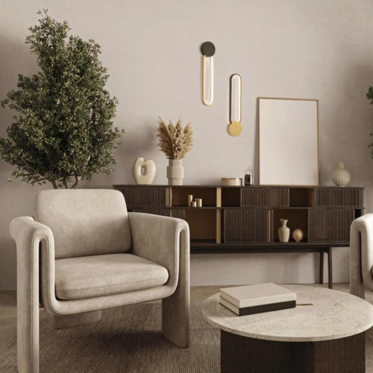 Modern LED Wall Light Gold & Black Matt