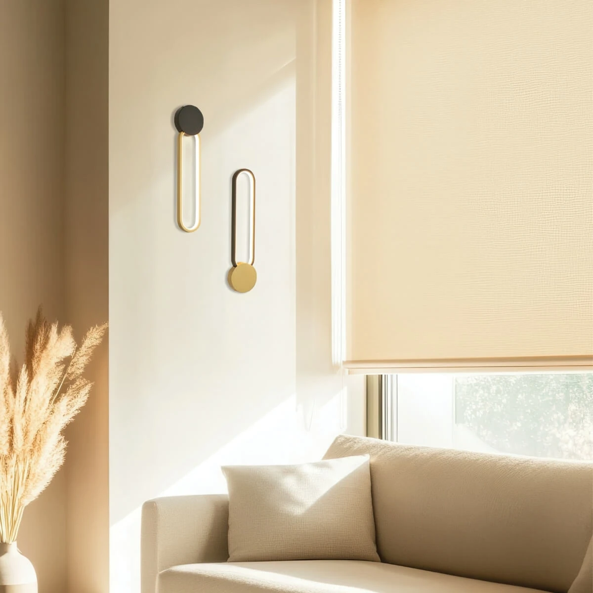 Modern LED Wall Light Gold & Black Matt