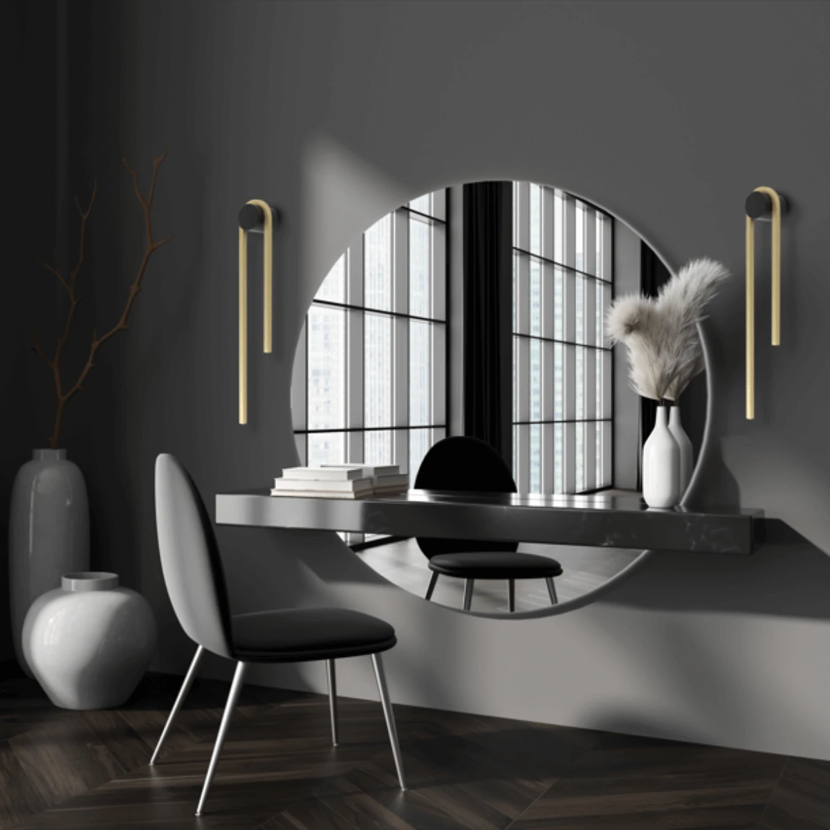 LED Wall Light Gold & Black Matt Aluminium