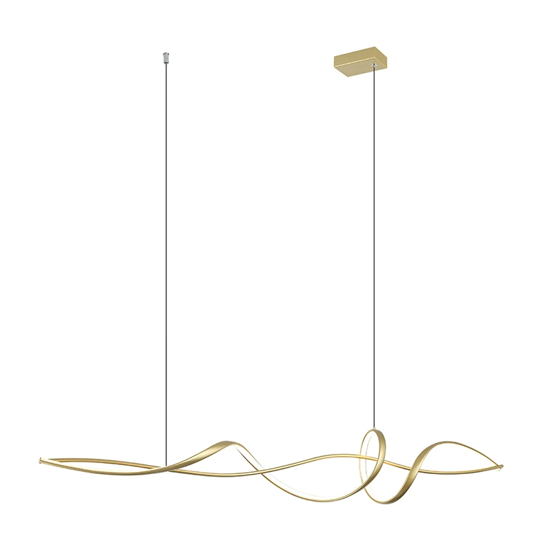 Gold Matt Wavy Linear LED Pendant Light