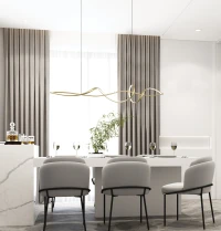 Gold Matt Wavy Linear LED Pendant Light - Image 1