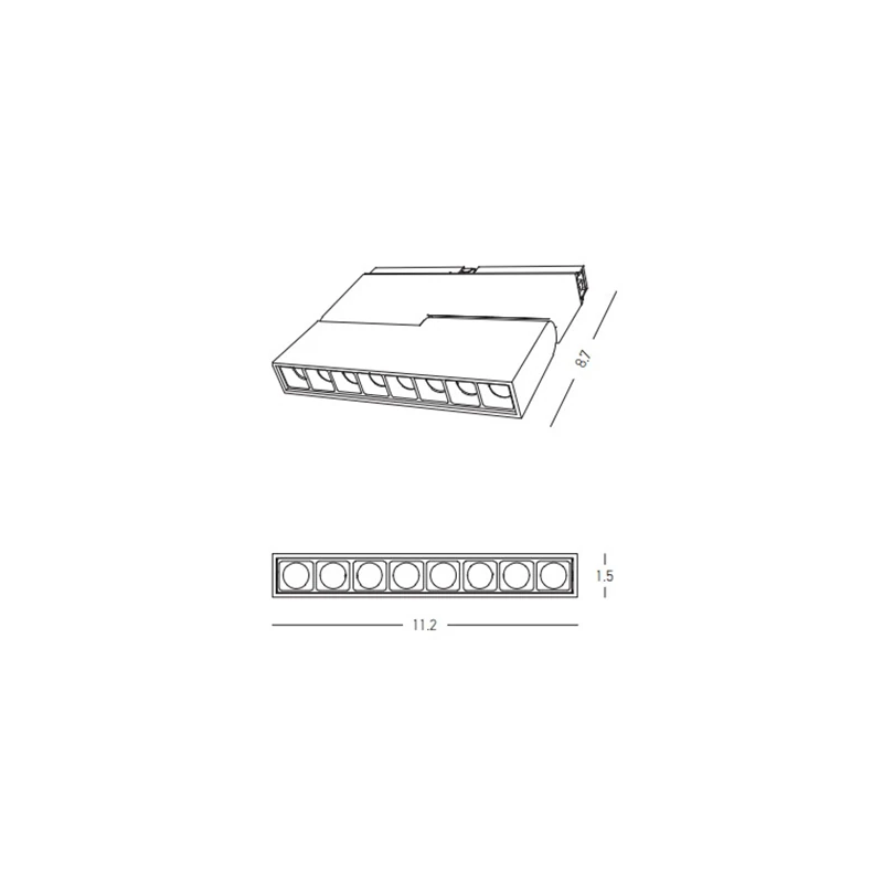 Magnetic LED Light Bar 8W 3000K DALI Dimmable Black