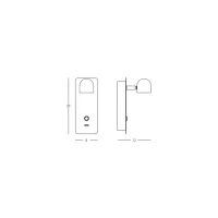 Reguliuojamas LED sieninis šviestuvas su USB, matinis juodas – žalvario - Nuotrauka 3